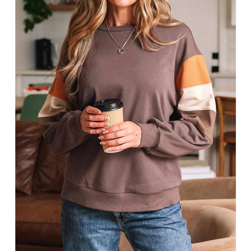 NEW THREADED PEAR piper pullover casual sweatshirt in dark khaki